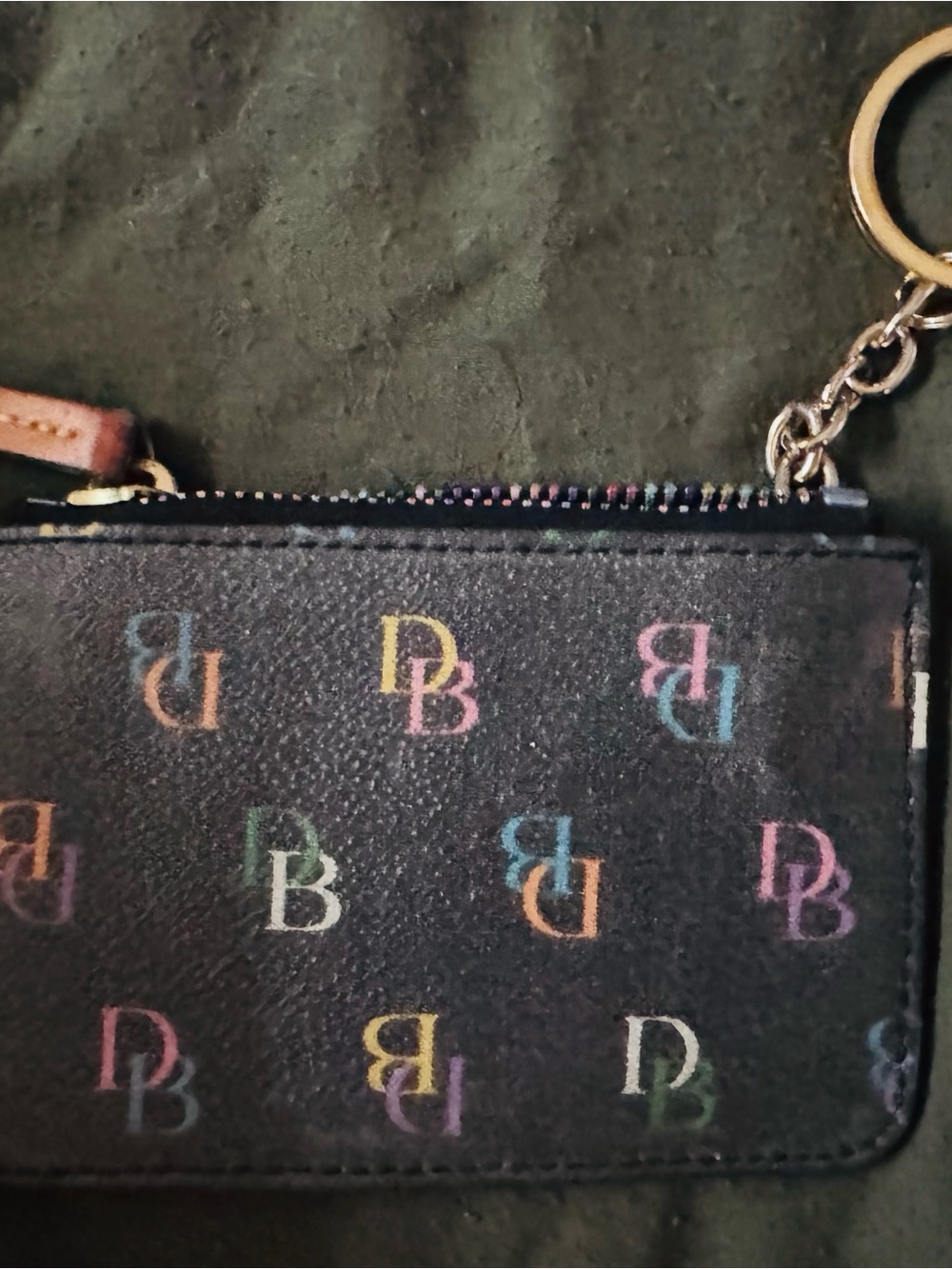 Dooney & Bourke Black Rainbow Logo Wristlet Key Pouch